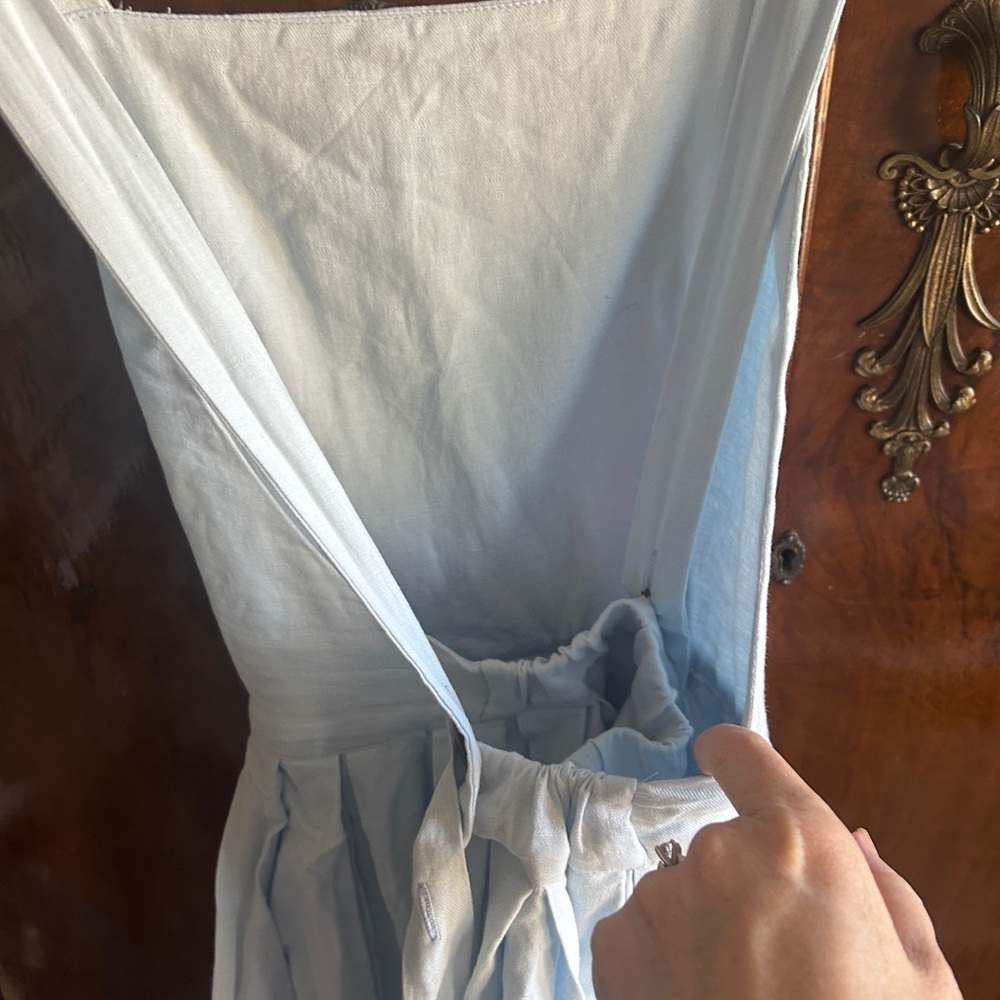 Lelasilk Pale Aqua full linen Maxi Dress - Picture 5 of 9